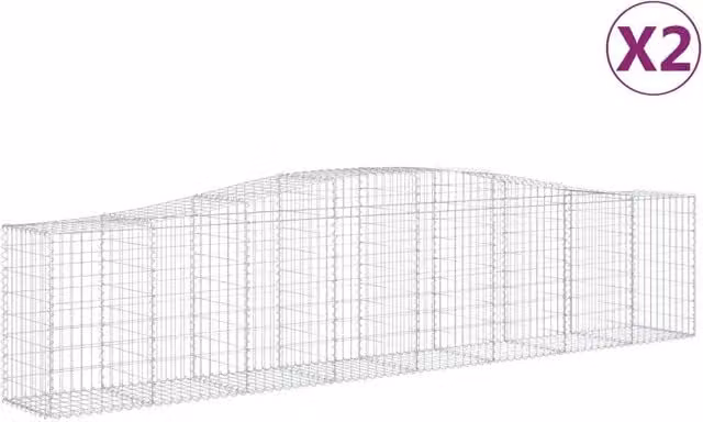 Cesti Gabbioni ad Arco 2 pz 400x50x80/100 cm Ferro Zincato