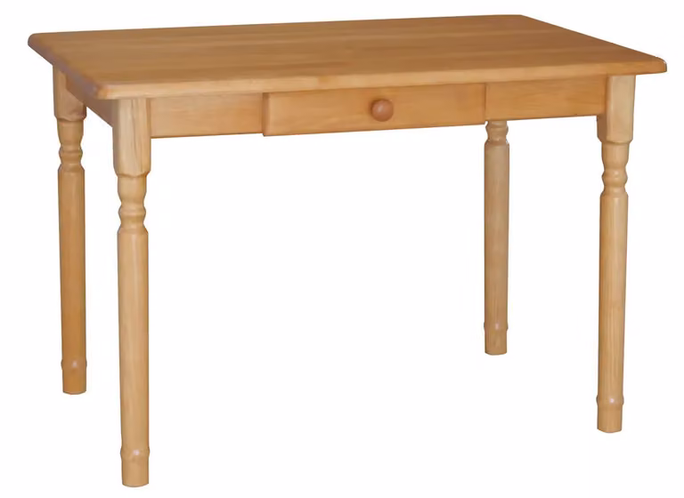 Tavolo II con cassetto in legno massiccio di pino nel colore Ontano 130 x 70 cm