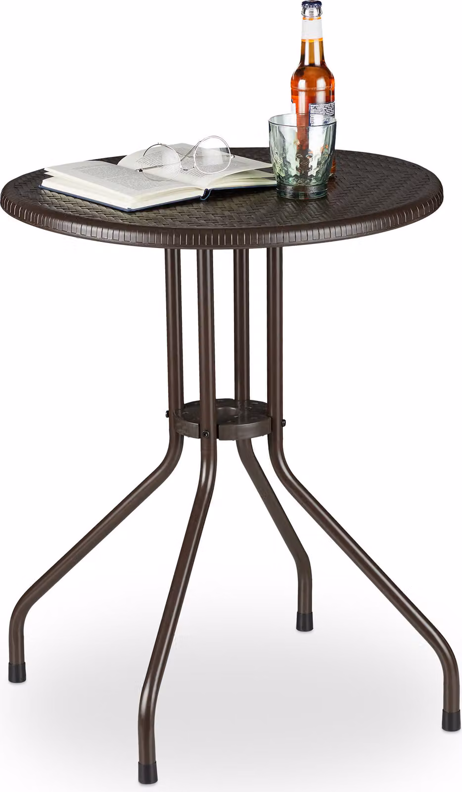 tavolo da giardino relaxdays marrone rotondo 74,0 cm