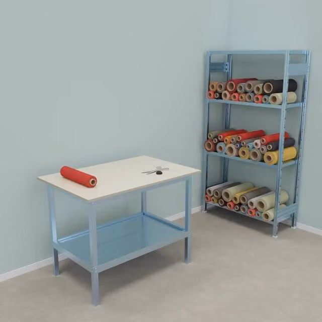 Banco da lavoro per magazzino in metallo grigio Castellani Shop L/P/H: 120 x 80 x 93 cm