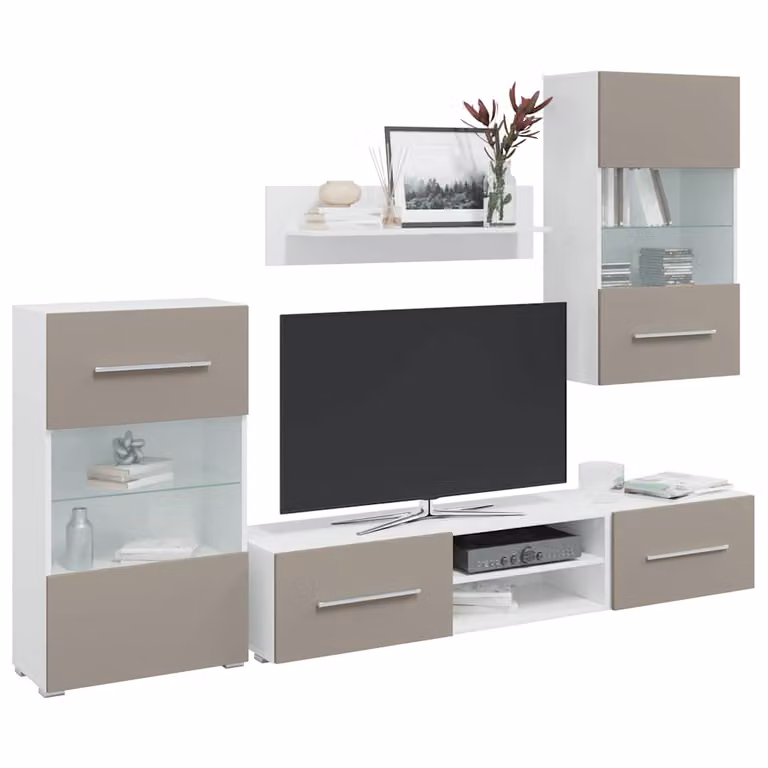 Mobile TV vidaXL con illuminazione a LED, colore grigio, design moderno in MDF per il tuo soggiorno