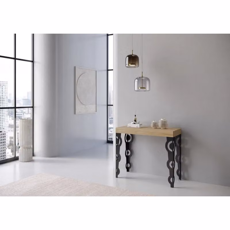 Consolle allungabile Karamay Premium Itamoby colore Quercia Natura con telaio Antracite L: 90-300 cm, P: 40 cm – 2