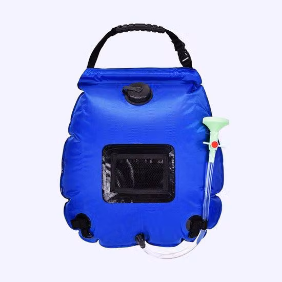 Doccia solare portatile, doccia da esterno riscaldata ad energia solare da 20 litri con soffione attivabile e disattivabile e tubo flessibile rimovibile, ideale per il campeggio, le escursioni, i viaggi e la spiaggia - blu