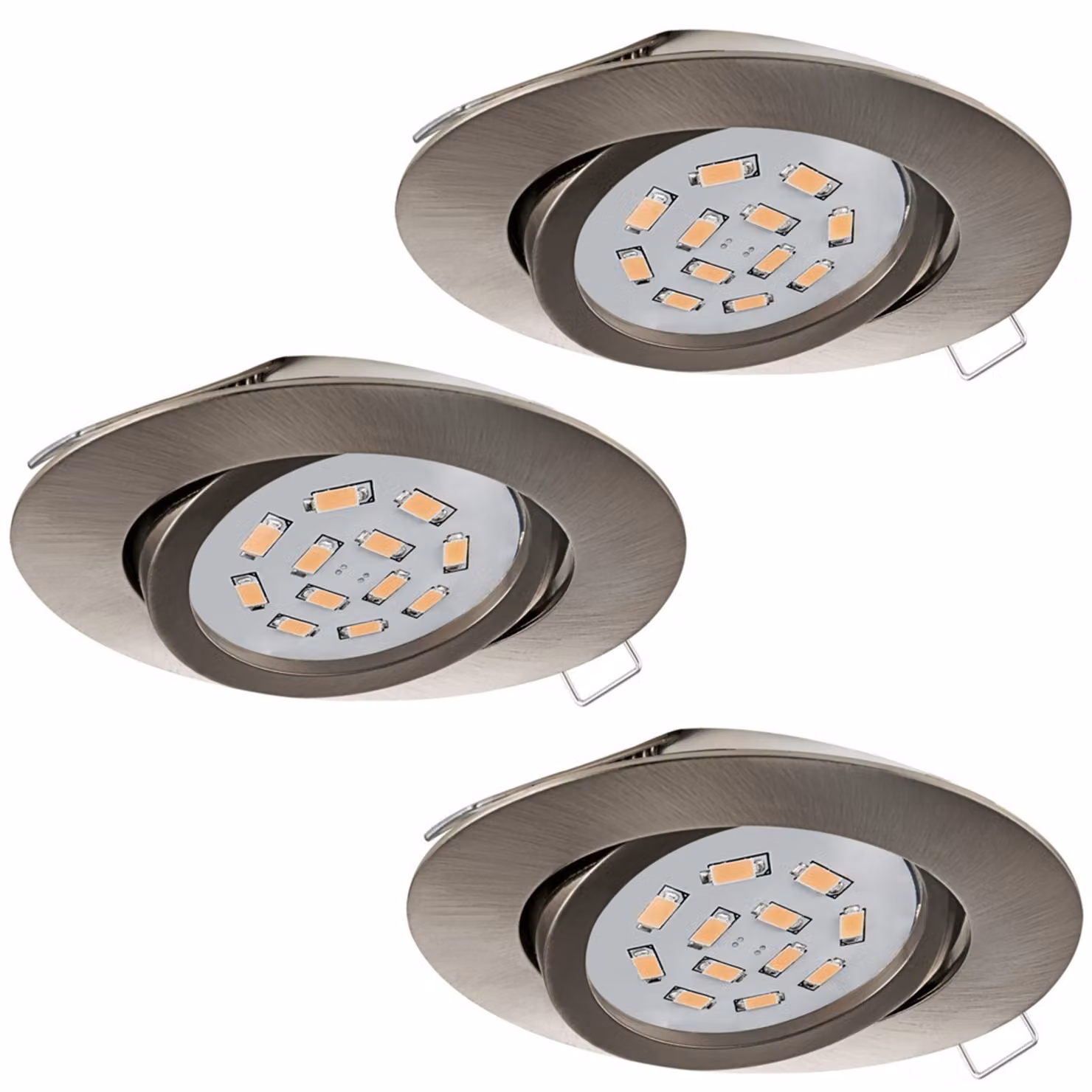 Faretto Ad Incasso Contemporaneo Tedo Alluminio Nichel Satinato 3 Luci Gu10 4,6W