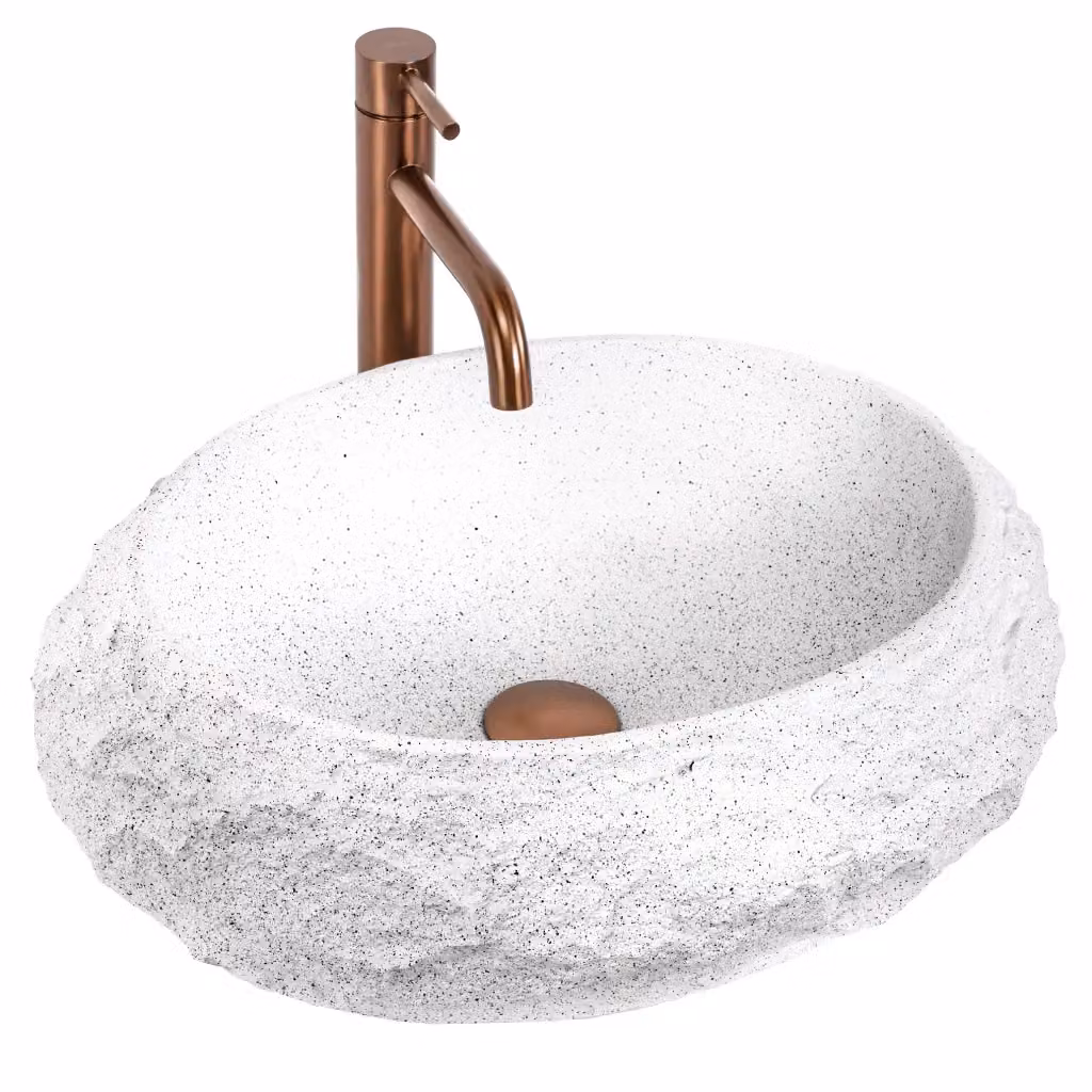 Lavabo da appoggio Rea Mika Cloudy in mineral cast, forma rotonda, disponibile in bianco o grigio – 2