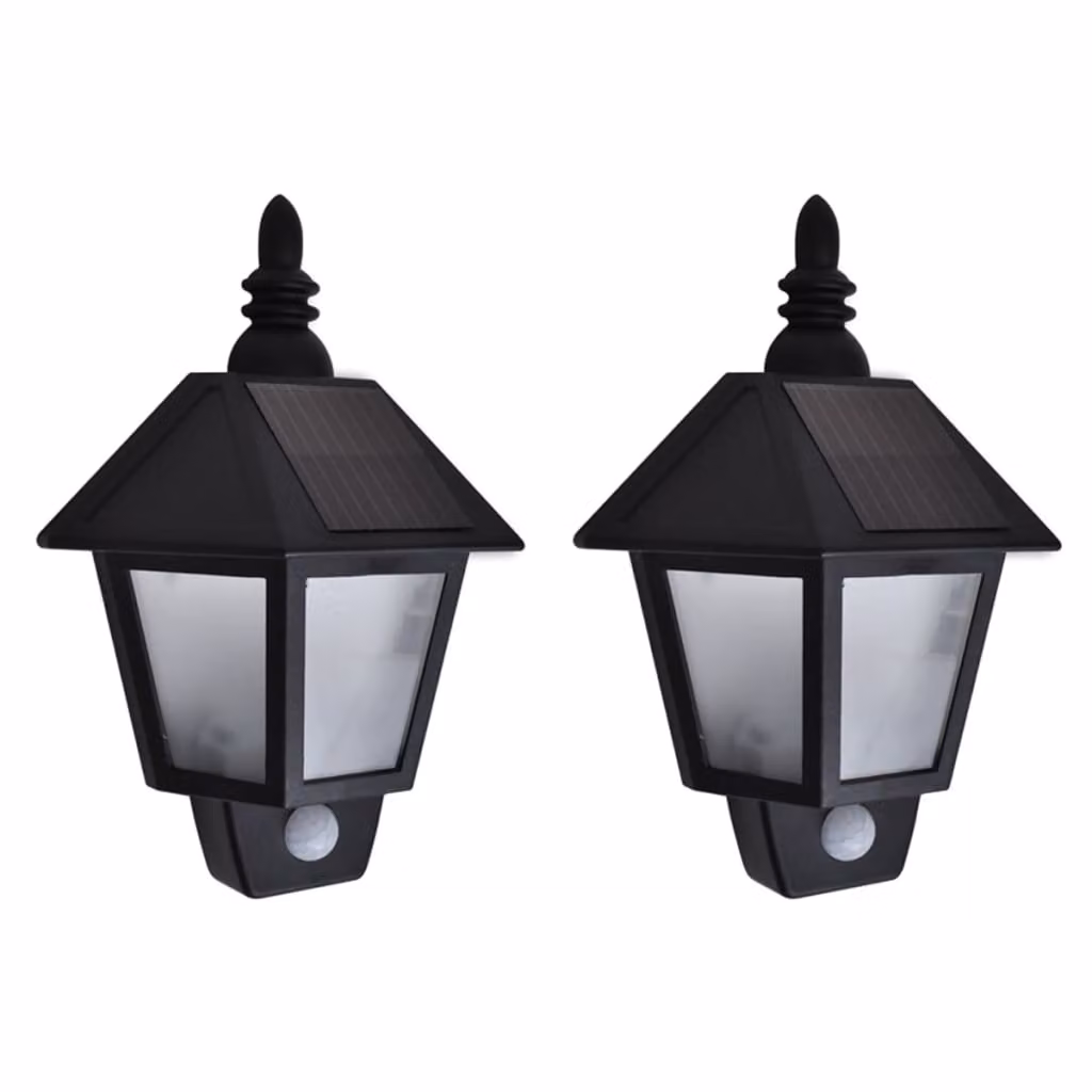 The Living Store Applique solari 2 pezzi con rilevatore di movimento nero
