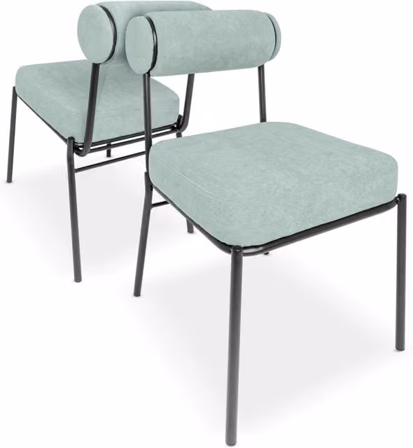 Frankystar Jeju - Set di 2 sedie di design in metallo e velluto a coste verde