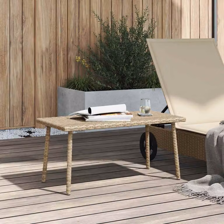 vidaXL Tavolino da Giardino Rettangolare Beige 80x40x37 cm Polyrattan