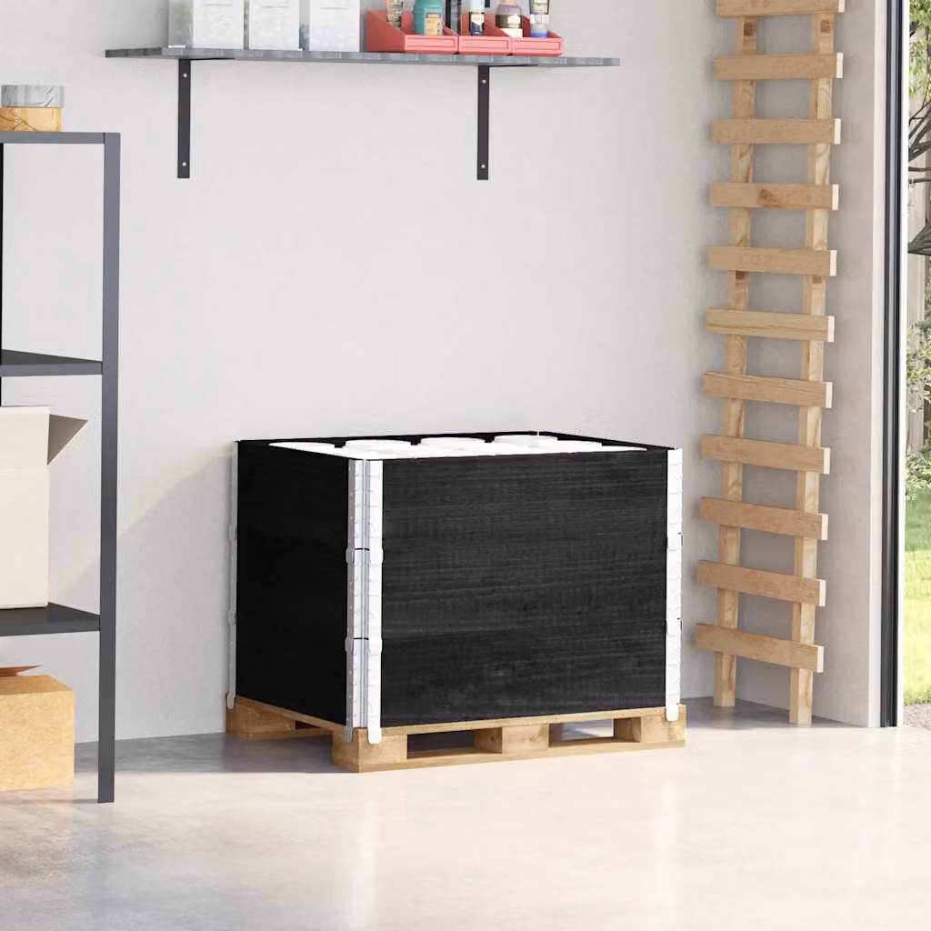 Set di 3 pareti per pallet vidaXL in legno massello di pino, colore nero, 80 x 60 cm