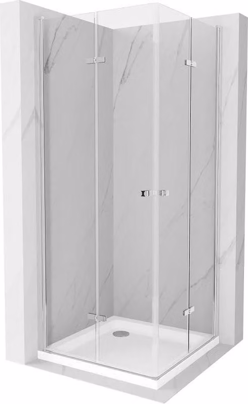 Mexen Lima Duo cabina doccia pieghevole 100 x 100 cm, trasparente, cromo + piatto doccia Flat - 856-100-100-01-02-4010