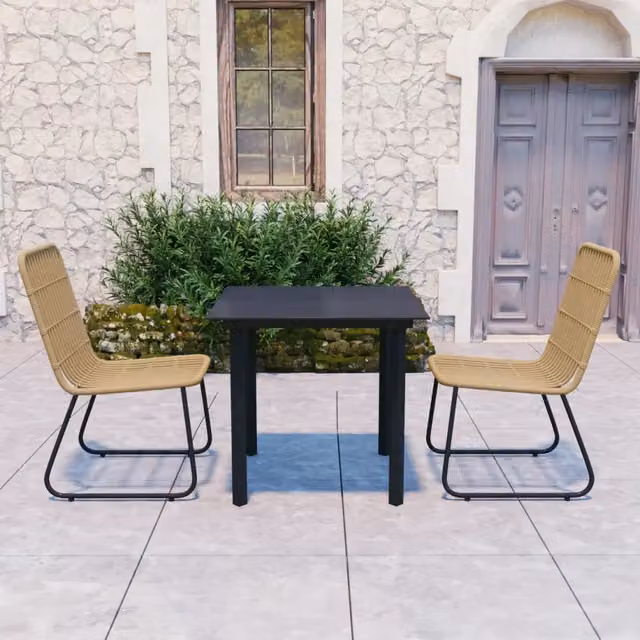 Set da Pranzo da Giardino 3 pz in Polyrattan e Vetro 3060237