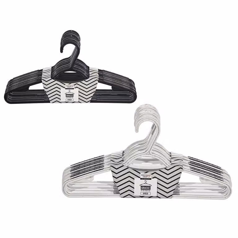Vestiamo Casa - Set di 8 grucce in polipropilene antiscivolo bianche, L: 41,5 cm