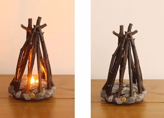 Lampada Tableu in legno realizzata a mano - Lampada decorativa a forma di sfera, lampada a LED con luce a fiamma ricaricabile tramite USB e 3 modalità (stile Art Déco)