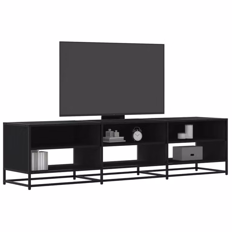 vidaXL Mobile Porta TV Nero in Legno e Metallo L: 180 cm, P: 40 cm, H: 46 cm