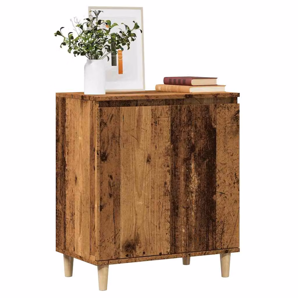 Credenza moderna vidaXL in legno multistrato e metallo, colore marrone, L 60 cm x P 35 cm x H 70 cm