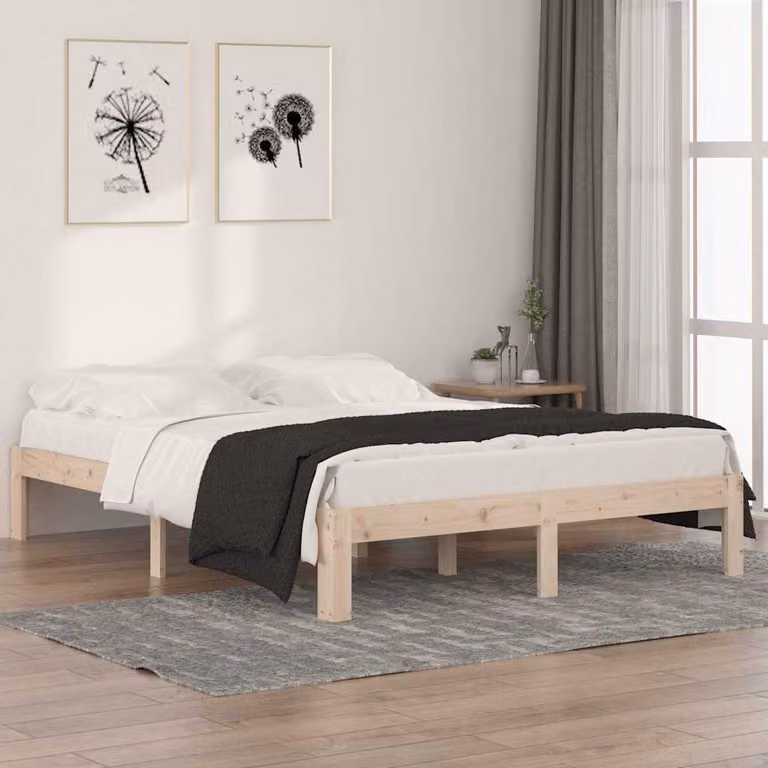 Giroletto King Size vidaXL in Legno di Pino Massello Rustico, L: 150 cm, P: 200 cm