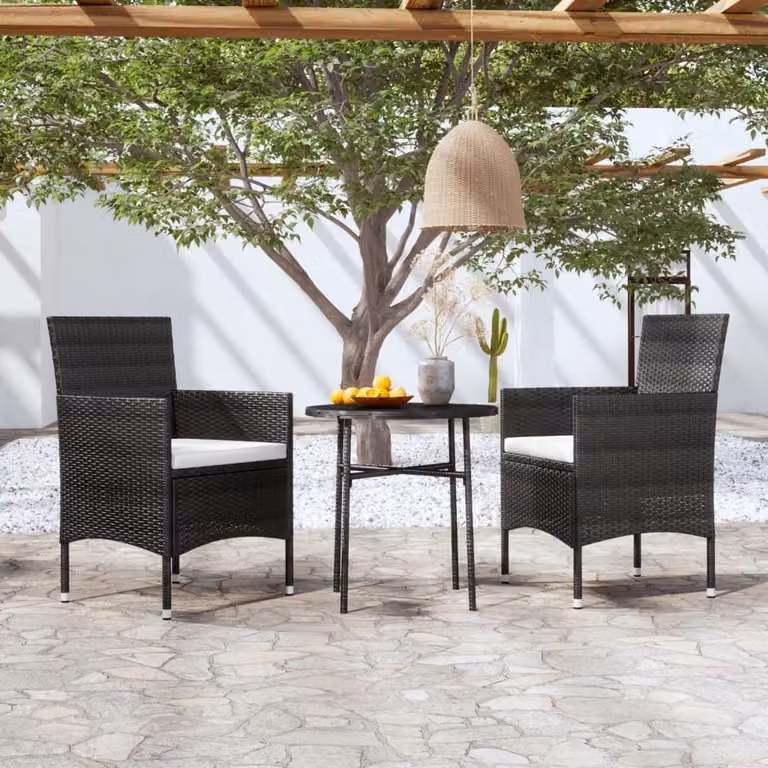 Maison Exclusive - Set da pranzo da giardino a 3 pezzi in rattan sintetico nero
