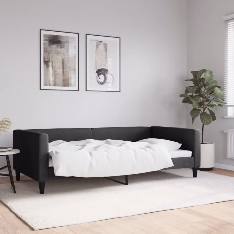 Letto da giorno moderno vidaXL in tessuto nero L/P/H: 200 x 100 x 68 cm