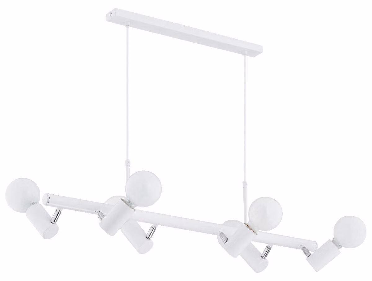 Lampada a sospensione Stick ALDO bianca 6xE27x15W in metallo, dimensioni: 70x98x30 cm, IP20, Alfa
