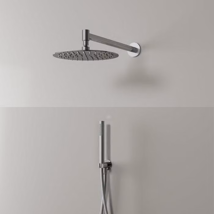 Set doccia Kronenbach 5, con soffione a testa rotondo di Ø 25 cm e doccetta a mano cilindrica