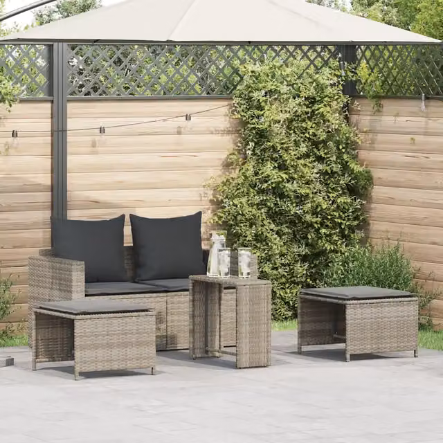 Set Divano da Giardino 5pz con Cuscini Grigio Chiaro Polyrattan 4104168