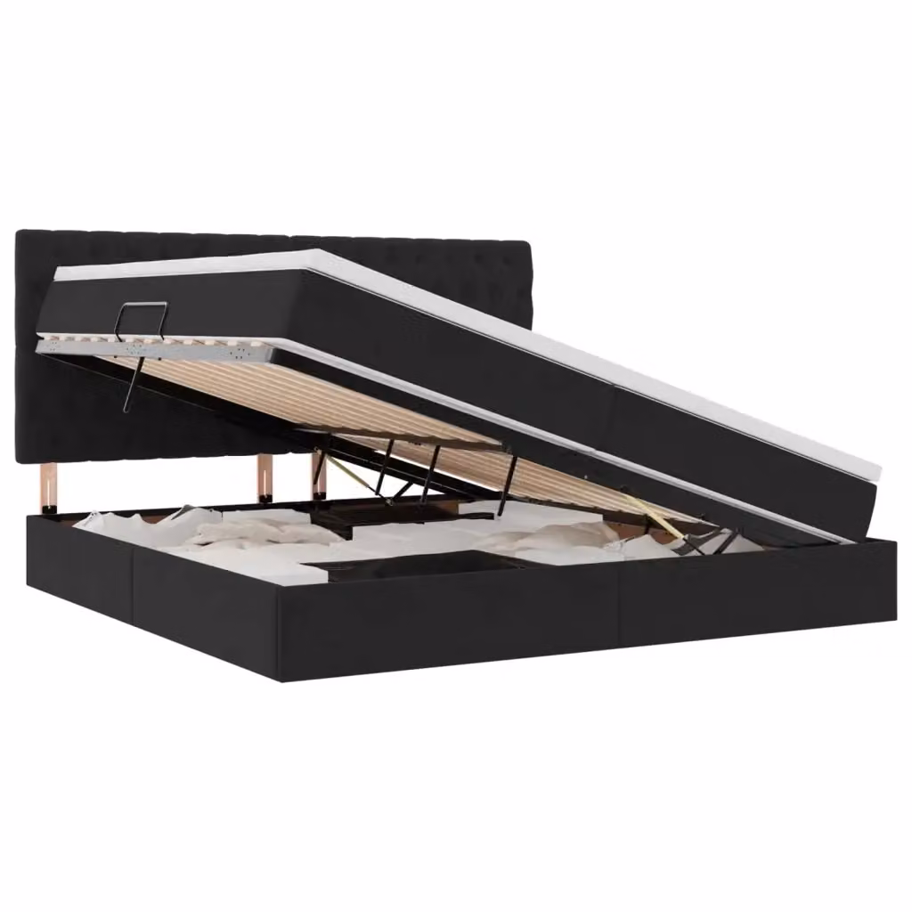 Letto con contenitore e materasso vidaXL in velluto nero L 200 cm x P 200 cm x H 280 cm – 2