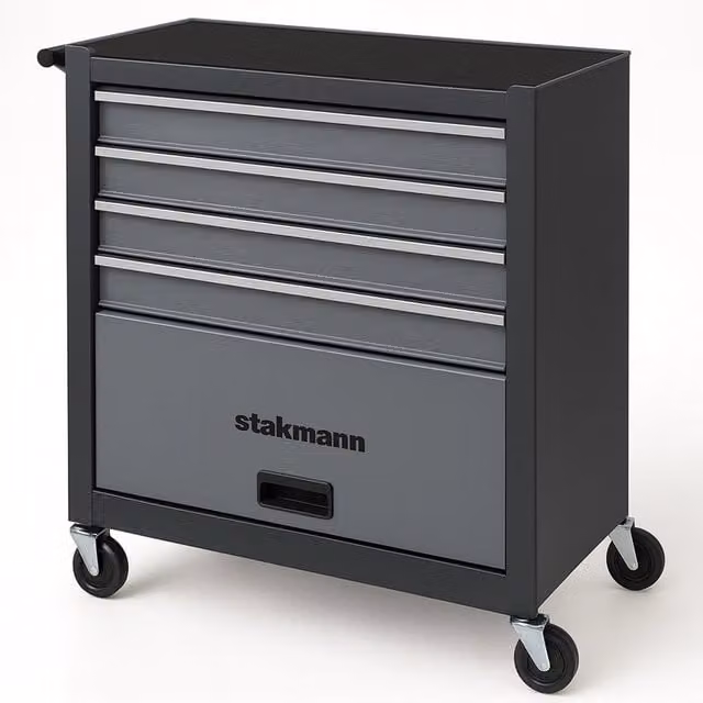 Carrello Portautensili GIORDANOSHOP in Acciaio Grigio con 4 Cassetti e Ruote L: 61,5 cm, P: 33,0 cm, H: 74,5 cm – 1