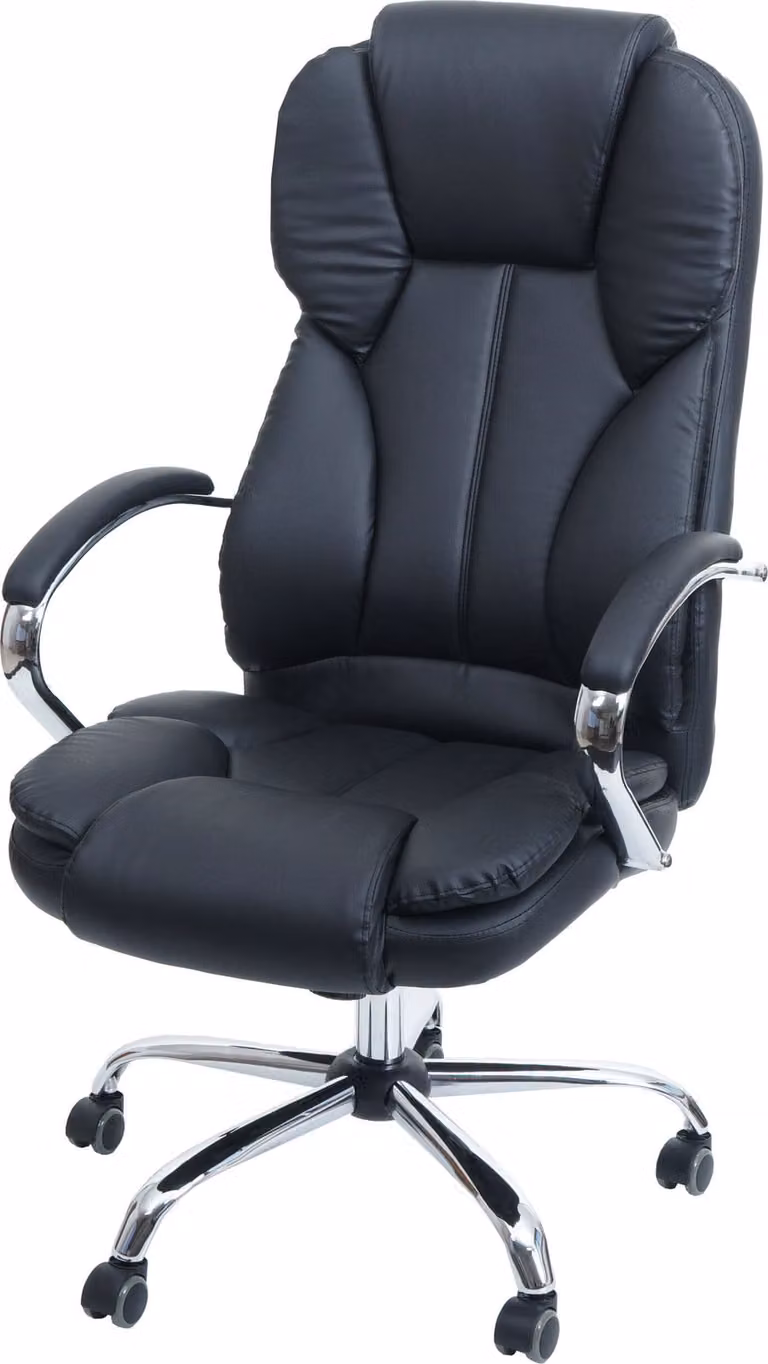 Sedia professionale per ufficio Atlanta XXL executive swivel version US, portata 150 kg, Pelle finta nera