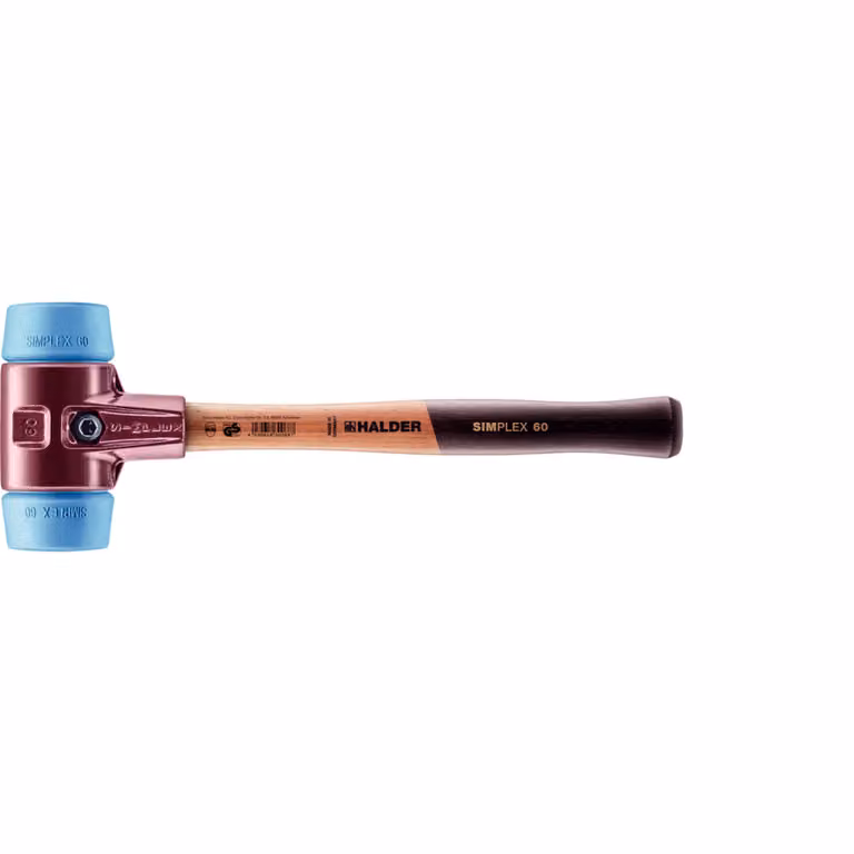 Mazza SIMPLEX soft-face con alloggiamento TE e manico in legno, Ø 60, TPE-soft