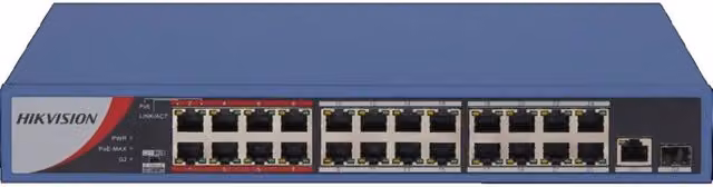 Switch PoE Hikvision DS-3E0326P-E/M con 26 porte Ethernet/LAN, colore blu