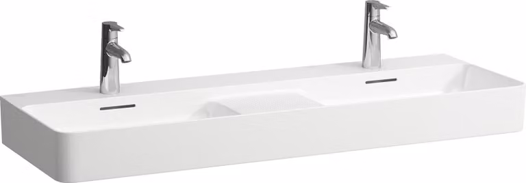 LAUFEN VAL lavabo double, 3 trous pour robinets, avec trop-plein, 1200x420mm, zone semi-sèche au centre, H8142827571081, H8142827571081