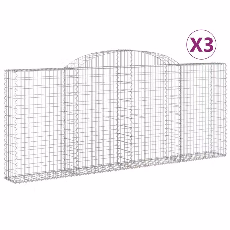 Cesti Gabbioni ad Arco 3 pz 300x30x120/140 cm Ferro Zincato