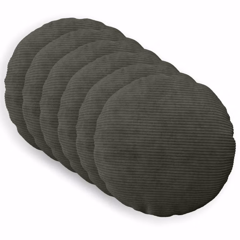 Set di 6 federe rotonde vidaXL HEERLEN in velluto a coste, colore antracite, Ø 50 cm
