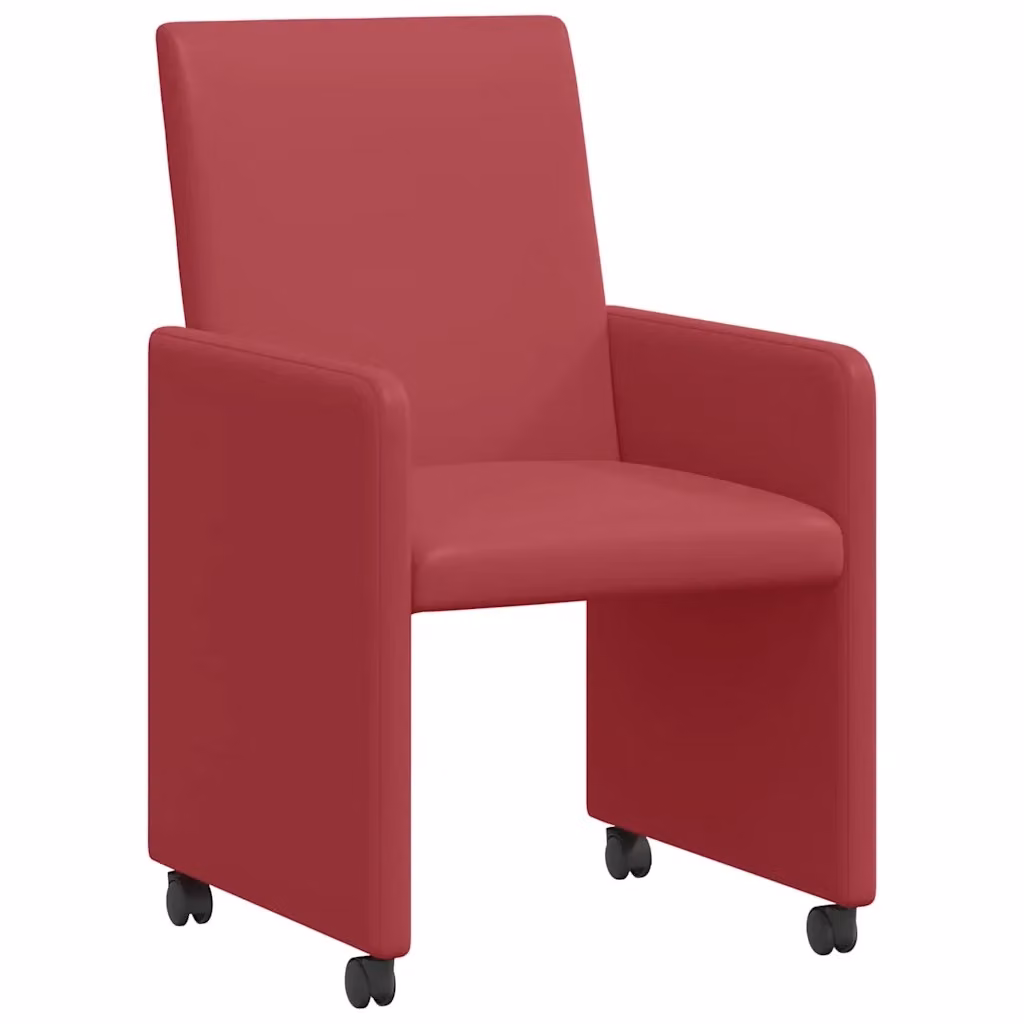 Set di 2 sedie da pranzo con ruote e braccioli vidaXL in pelle sintetica rossa – 2