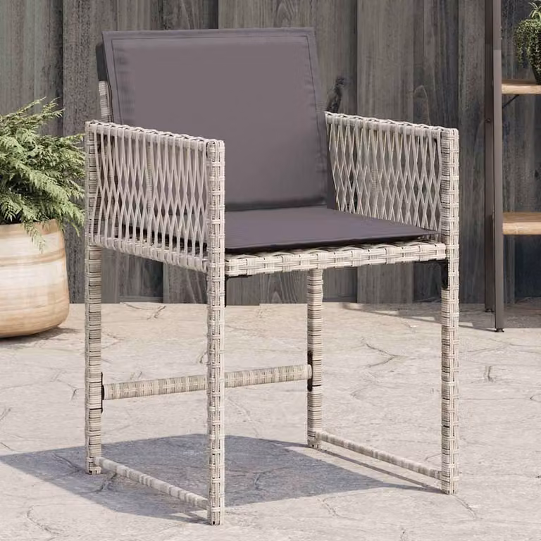 Set di 4 sedie da giardino vidaXL in polyrattan con cuscini grigio antracite