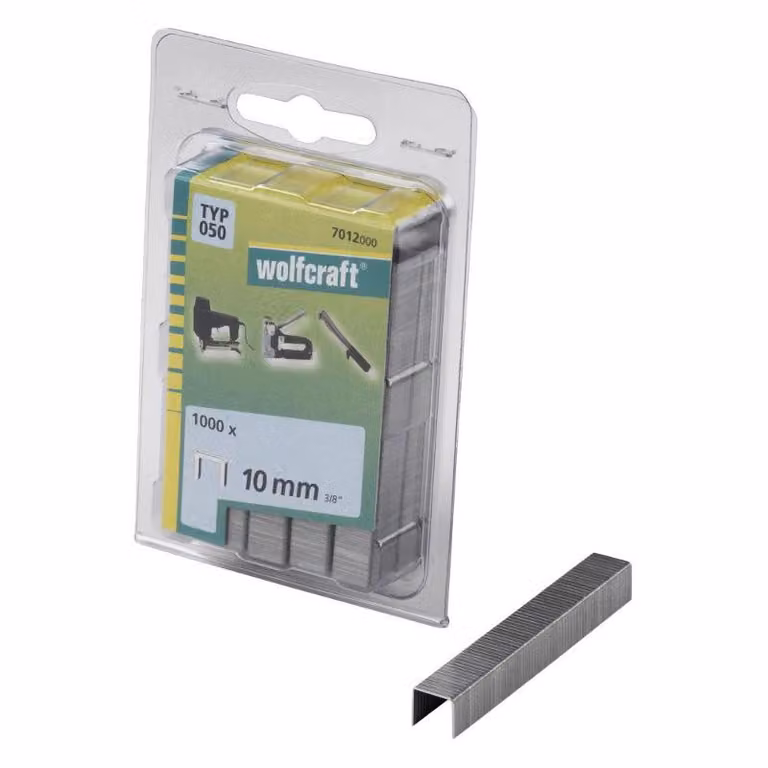 Wolfcraft, graffette per cartone larghe, tipo 050, confezione da 10