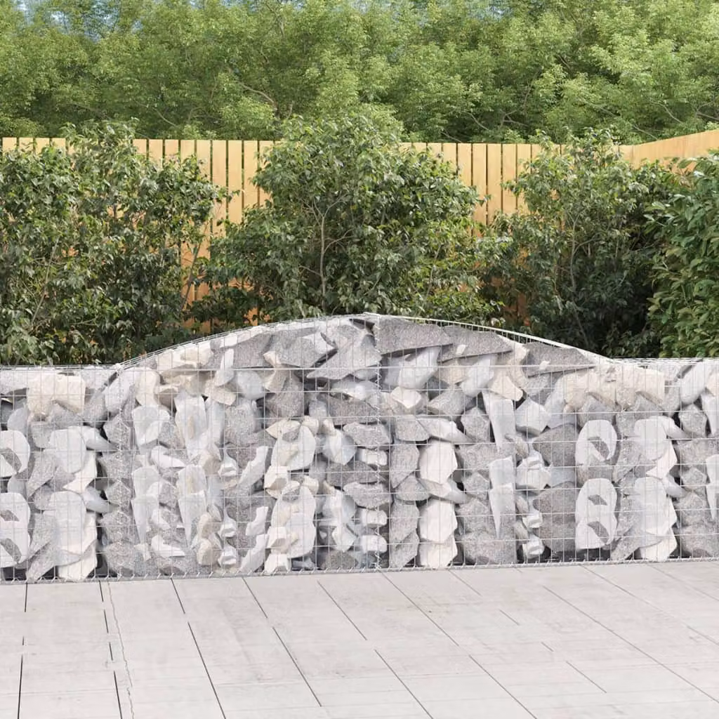Set di 3 Cesti Gabbioni ad Arco vidaXL in Ferro Zincato Grigio, L: 400 cm, P: 30 cm, H: 80-100 cm