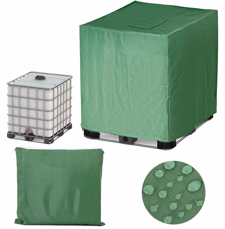 Copertura per serbatoio IBC da 1000 litri, colore verde, in tessuto Oxford 420D, antipolvere, impermeabile, anti-UV, con cerniera