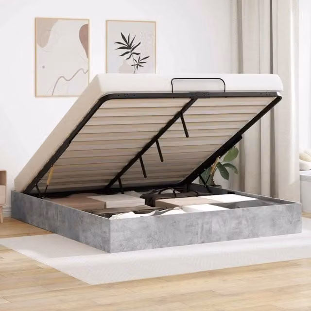 Letto ottomano Grigio Cemento 160 x 200 cm Legno ingegnerizzato 3409216