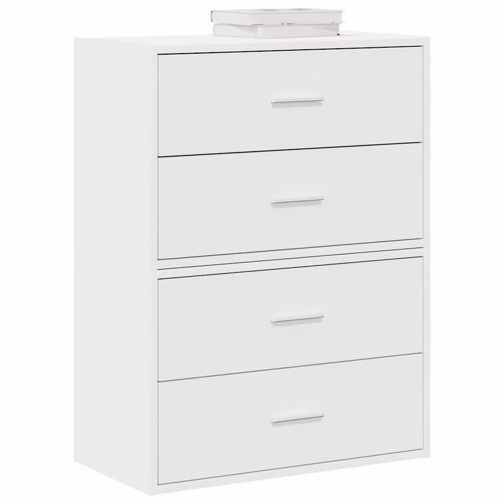 Set di 2 armadi vidaXL con 4 cassetti in legno multistrato e MDF, colore bianco, L 60 cm x P 31 cm x H 40 cm
