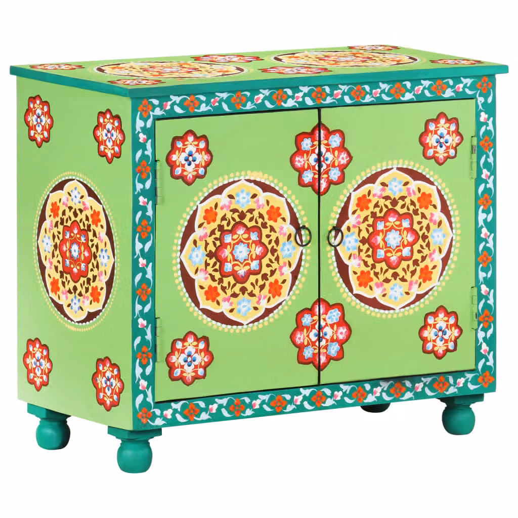 vidaXL Credenza dipinta a mano multicolore 70x35x60 cm Legno massiccio di mango