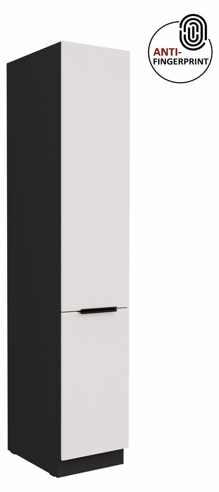 Credenza da cucina da 40 cm, cucina ARIA bianco ultra opaco + nero opaco, frontali di alta qualità con rivestimento anti-impronta, blocco cucina