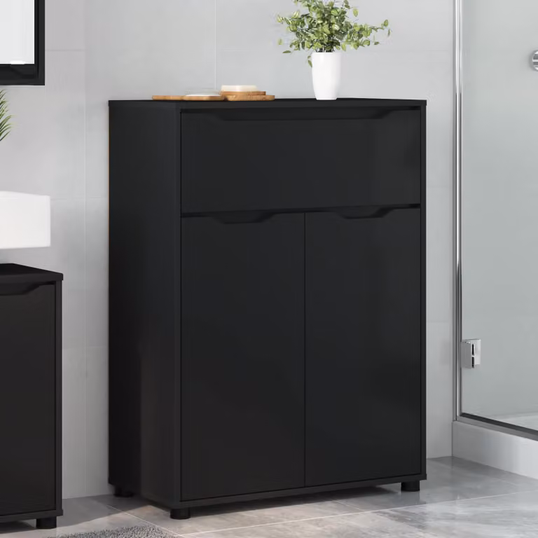 vidaXL Mobile da Bagno Nero 72,5 x 36,5 x 100 cm Legno ingegnerizzato