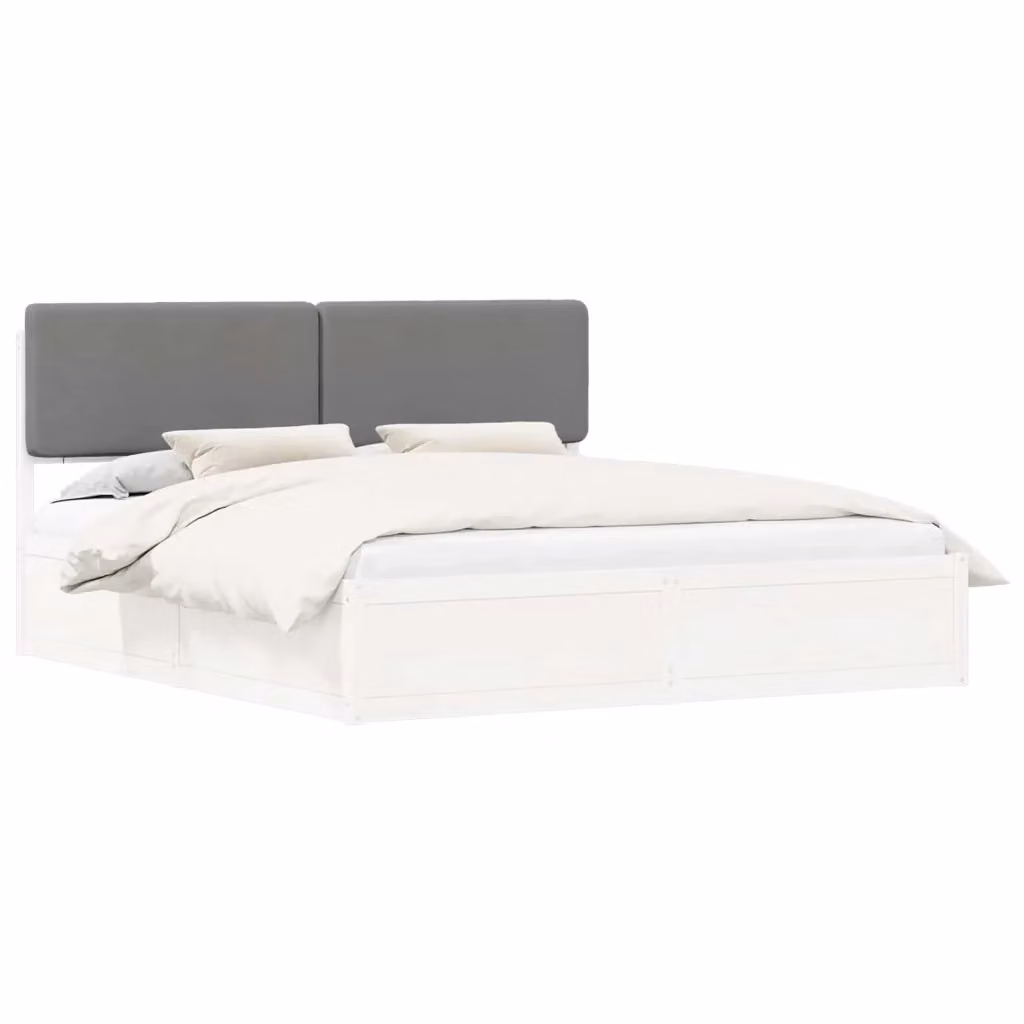 Letto con Testiera Rivestita vidaXL in Legno di Pino e Tessuto Grigio L/P/H: 180 x 200 x 185,5 cm – 2