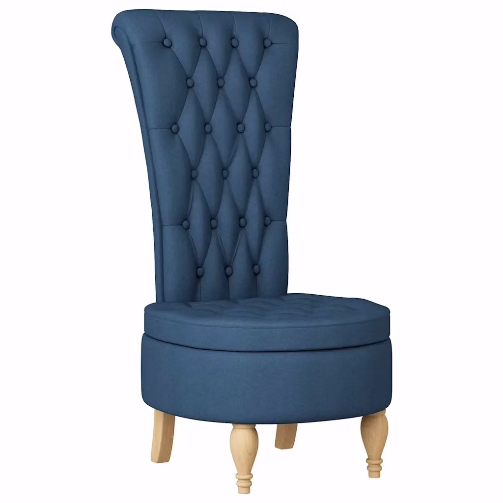Sedia-Poltrona Slipper DESIGN IN Blu in Tessuto con Struttura in Legno e Braccioli L/P/H: 56,5 x 70 x 110 cm – 2