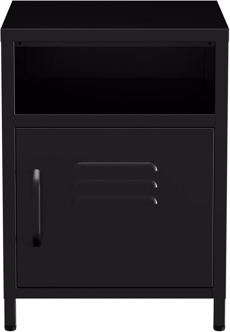 Tavolino laterale in metallo nero, dimensioni 40x40x55 cm, ideale per giardino e balcone