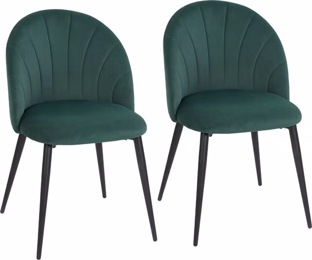 HOMCOM Set di 2 Sedie Sala da Pranzo in Velluto, con Schienale Curvo a Conchiglia, Gambe in Acciaio, Stile Nordico, Verde Scuro   Aosom Italy