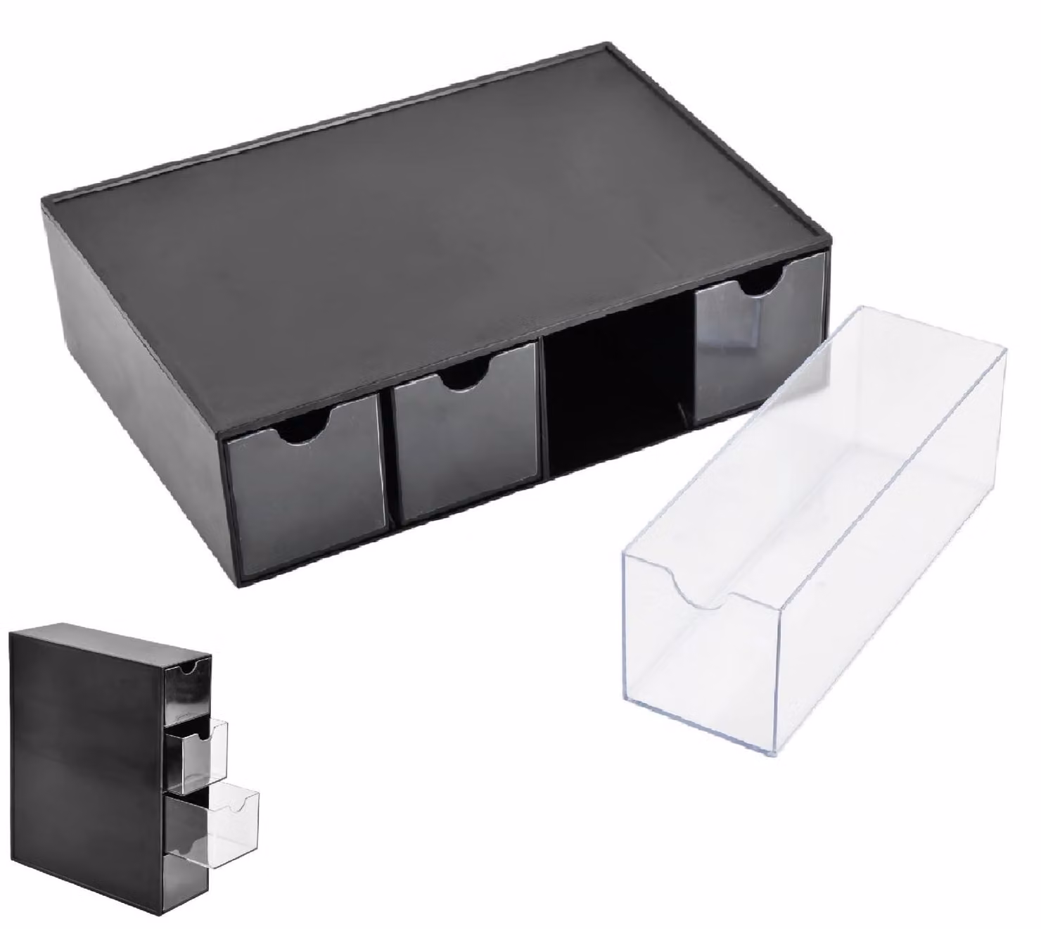 Contenitore con 4 cassetti - Organizer in acrilico multifunzionale - Nero
