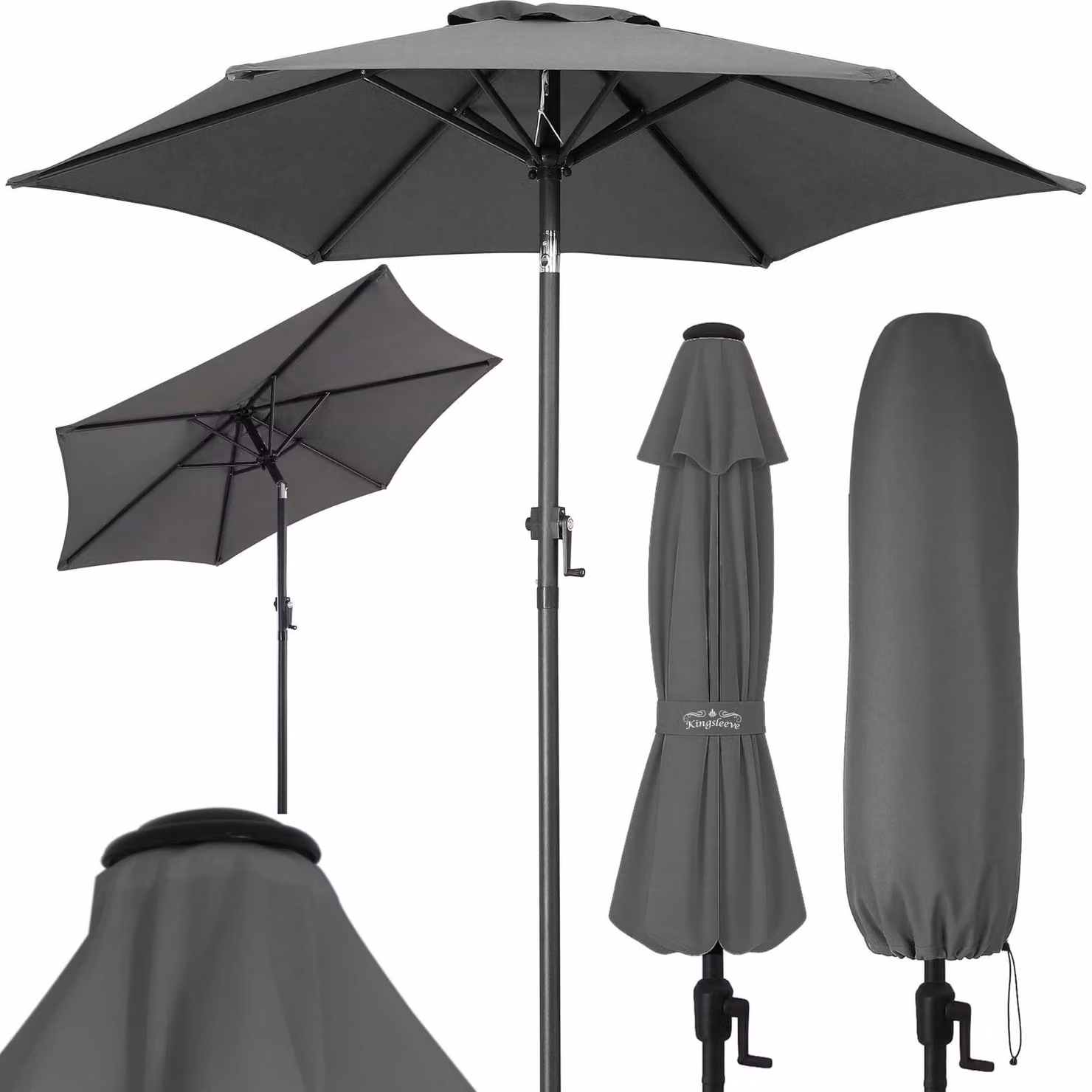 Ombrellone da giardino - Con manovella - Inclinabile - Blu - 200 cm