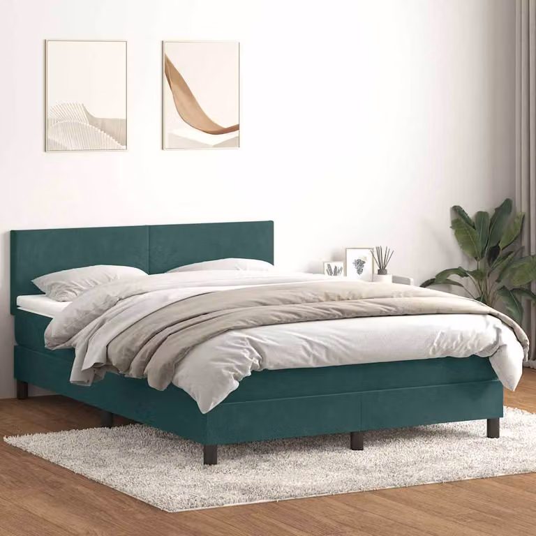Maison Exclusive - Letto a Molle con Materasso e LED Verde Scuro 160x220 cm Velluto